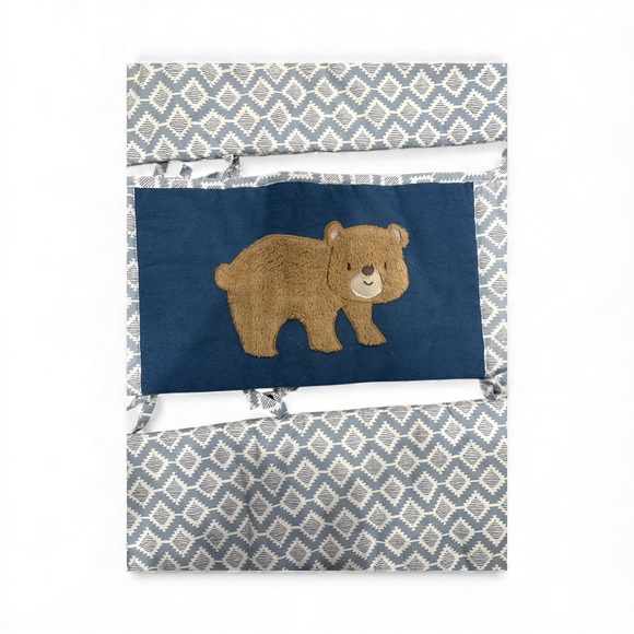 Levtex Baby Blue and White Patterned Crib Bumper - Picture 3 of 3